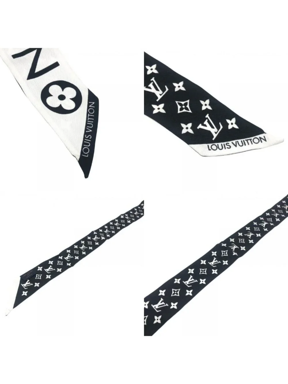 Louis Vuitton Scarf Bandeau BB Monogram Infinity Silk Black White